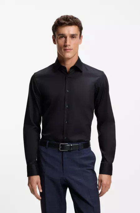 Easy-iron slim-fit shirt in cotton poplin