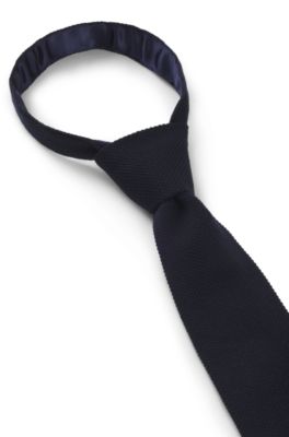 BECKHAM x BOSS knitted tie in wool, Dark Blue