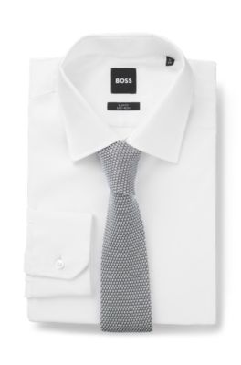 Knitted tie in silk, Light Blue