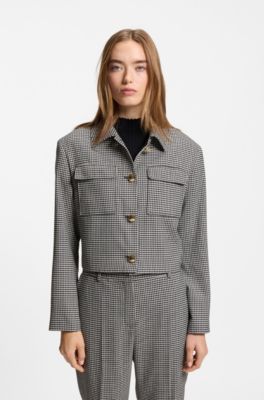 Relaxed-fit blazer with cropped length, Patterned