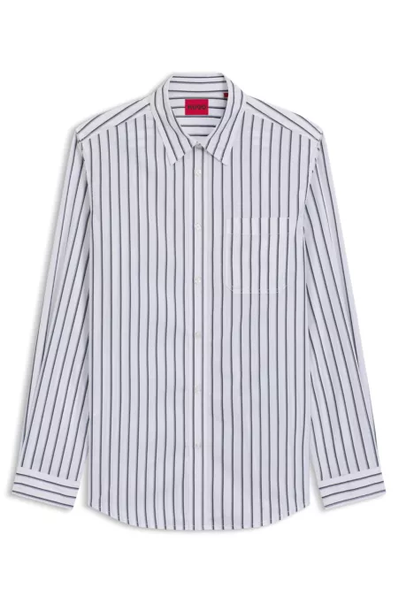 Striped oversized-fit shirt in cotton poplin