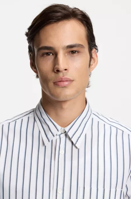 Striped oversized-fit shirt in cotton poplin