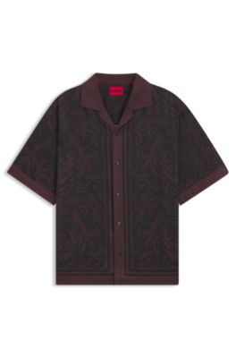 Oversized-fit shirt with digital print, Light Brown
