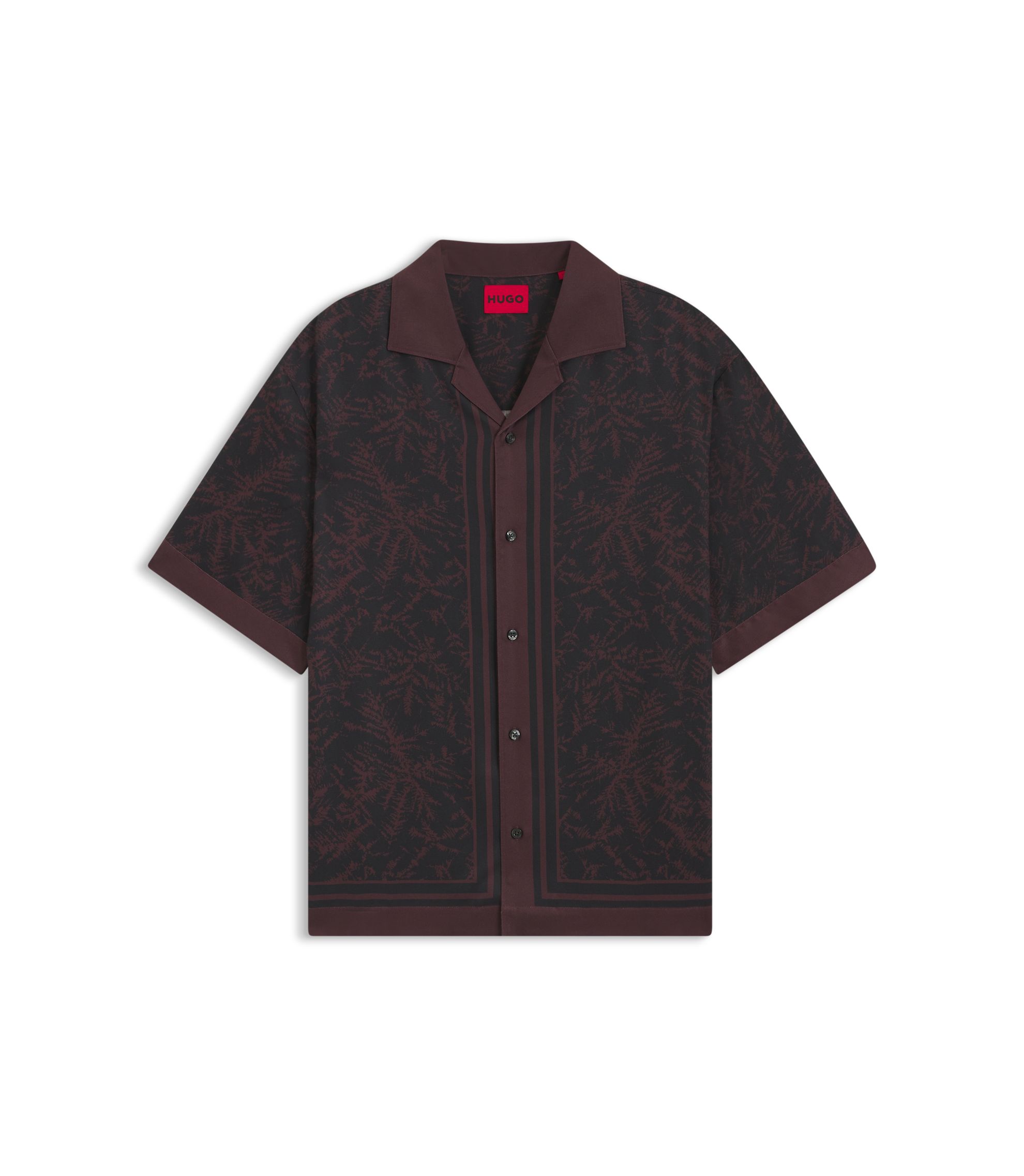 HUGO - Oversized-fit shirt with digital print - Light Brown