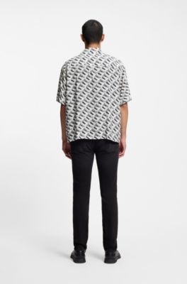 Oversized-fit shirt with statement print, White