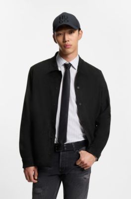 Camisa oversize fit de piel sint&eacute;tica con bolsillos laterales, Negro