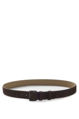 BECKHAM x BOSS belt in Italian suede, Dark Brown