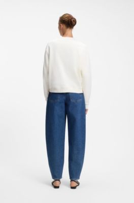 Sudadera unisex en felpa de algod&oacute;n con logo de coraz&oacute;n, Blanco