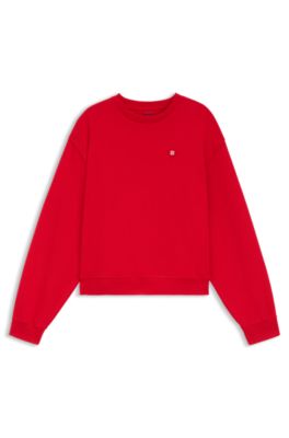 Sudadera unisex en felpa de algod&oacute;n con logo de coraz&oacute;n, Rojo