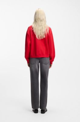 All-gender Cotton-terry sweatshirt with heart logo, Red