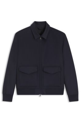 Veste zipp&eacute;e BECKHAM&nbsp;x&nbsp;BOSS en laine et cachemire, Bleu fonc&eacute;