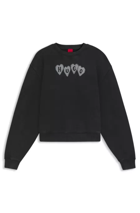Heart-logo sweatshirt in cotton terry