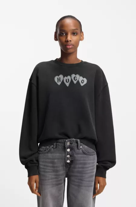 Heart-logo sweatshirt in cotton terry