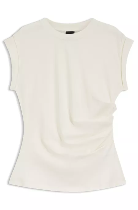 Rolled-cuff slim-fit T-shirt in mercerised cotton