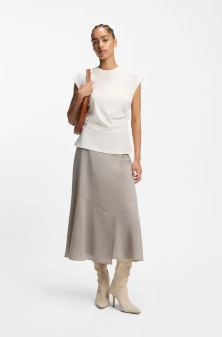 Rolled-cuff slim-fit T-shirt in mercerised cotton