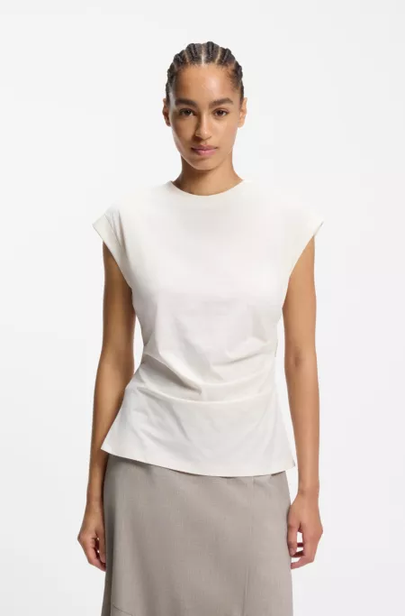 Rolled-cuff slim-fit T-shirt in mercerised cotton