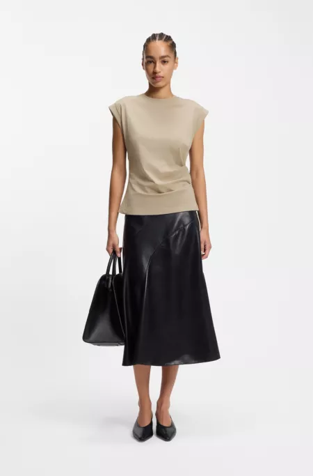 Rolled-cuff slim-fit T-shirt in mercerised cotton