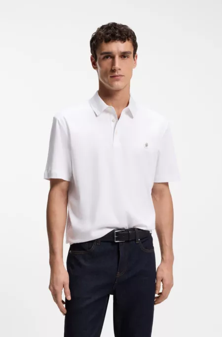 Mercerized-cotton polo shirt with Double B monogram