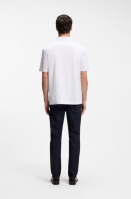 Mercerized-cotton polo shirt with Double B monogram, White