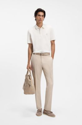 Polo en coton merceris&eacute; &agrave; monogramme Double&nbsp;B, Blanc