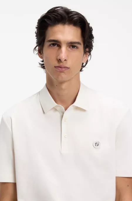 Mercerized-cotton polo shirt with Double B monogram
