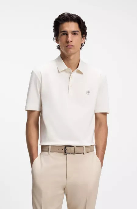 Mercerized-cotton polo shirt with Double B monogram