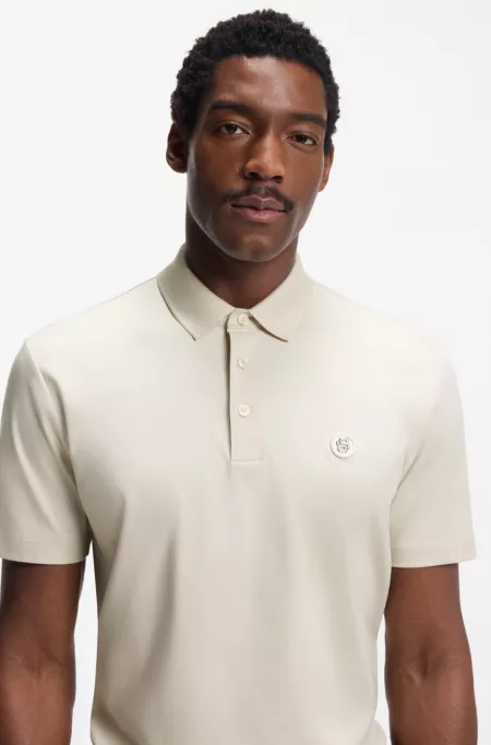 Mercerized-cotton polo shirt with Double B monogram