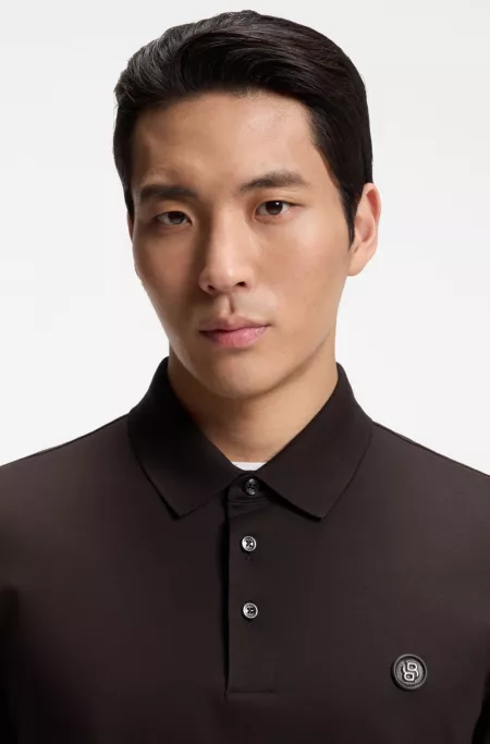 Mercerized-cotton polo shirt with Double B monogram