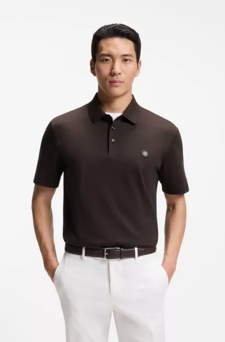 Mercerized-cotton polo shirt with Double B monogram