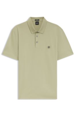 Polo shirt in mercerized cotton with Double B monogram, Khaki