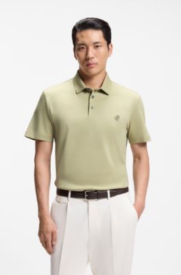 Polo en coton merceris&eacute; &agrave; monogramme Double&nbsp;B, Kaki