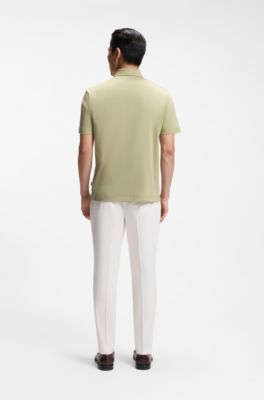 Polo en coton merceris&eacute; &agrave; monogramme Double&nbsp;B, Kaki