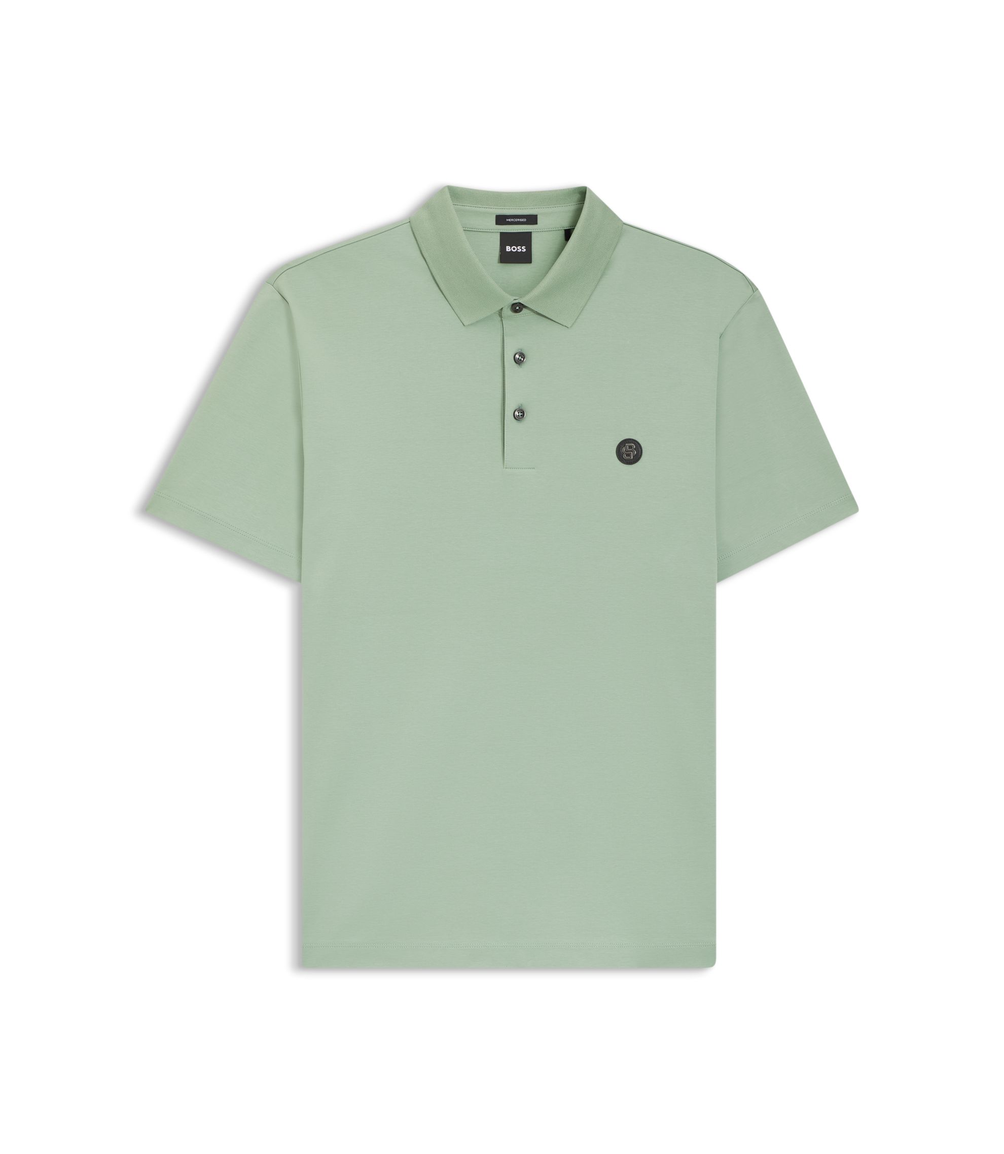 BOSS - Mercerized-cotton polo shirt with Double B monogram - Light
