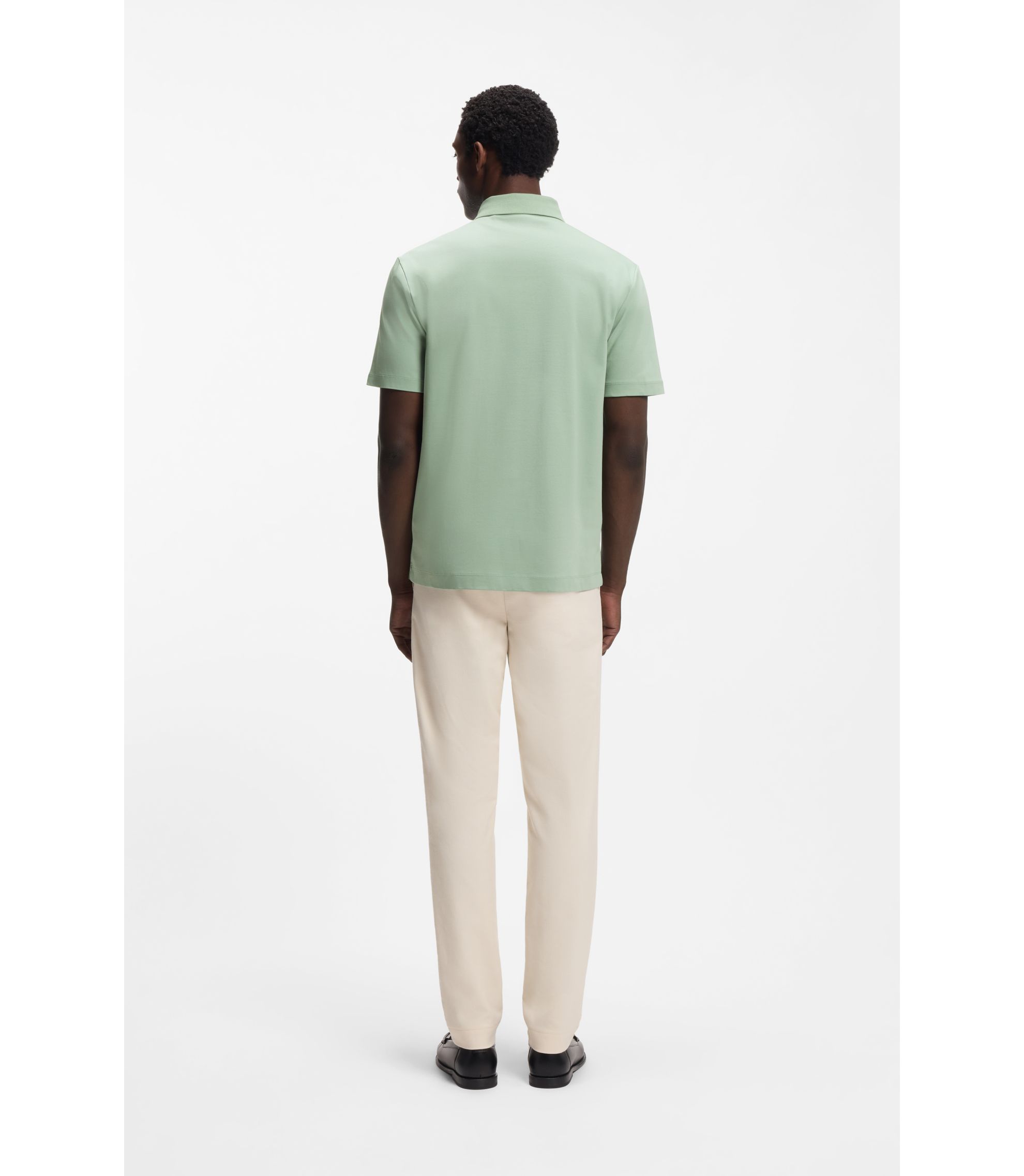 BOSS - Mercerized-cotton polo shirt with Double B monogram - Light