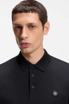 Polo de algod&oacute;n mercerizado con monograma Double&nbsp;B, Azul oscuro