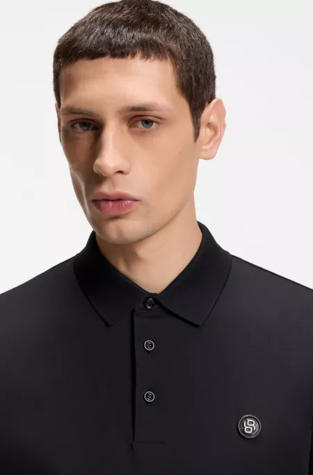 Mercerized-cotton polo shirt with Double B monogram