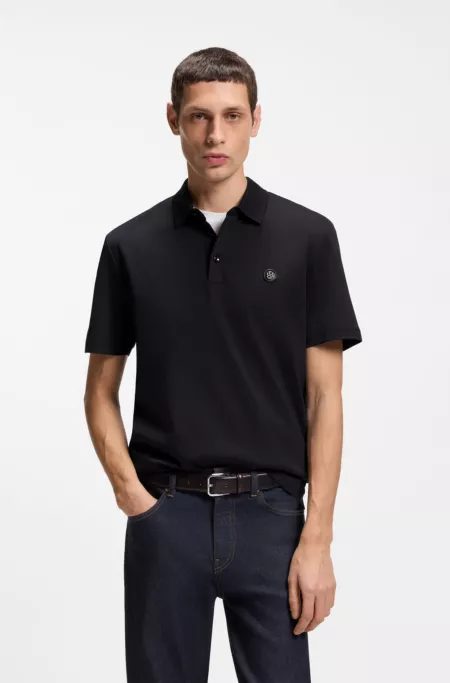 Mercerized-cotton polo shirt with Double B monogram