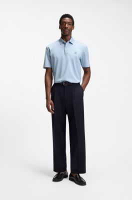 Polo shirt in mercerized cotton with Double B monogram, Light Blue