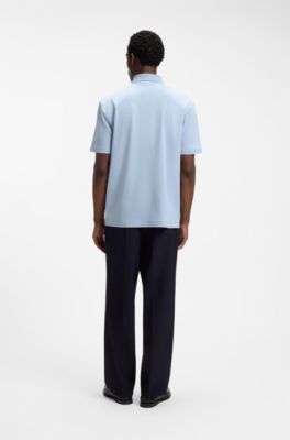 Polo shirt in mercerized cotton with Double B monogram, Light Blue