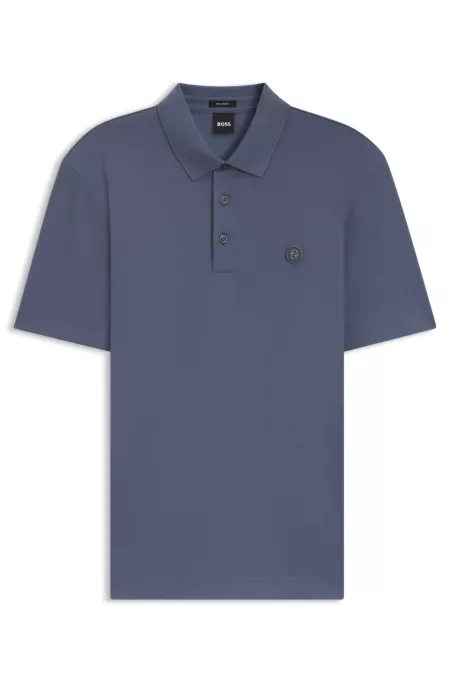Mercerized-cotton polo shirt with Double B monogram