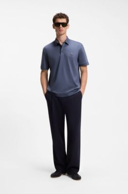 Polo de algod&oacute;n mercerizado con monograma Double B, Celeste
