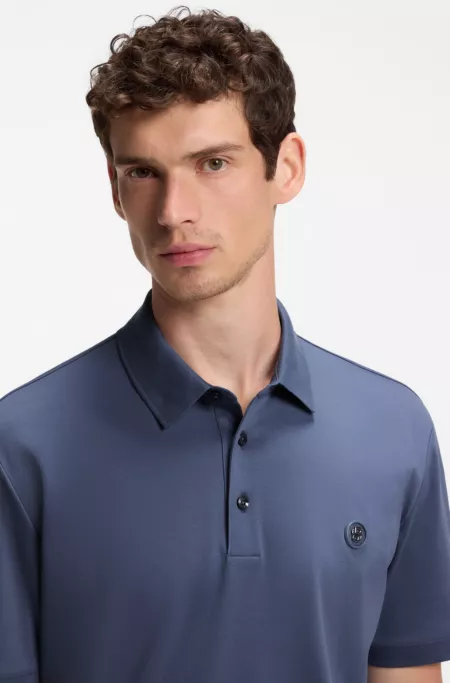 Mercerized-cotton polo shirt with Double B monogram