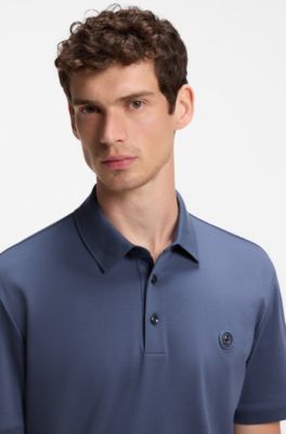 Polo de algod&oacute;n mercerizado con monograma Double B, Celeste