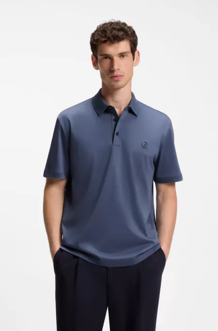 Mercerized-cotton polo shirt with Double B monogram
