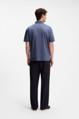 Polo de algod&oacute;n mercerizado con monograma Double B, Celeste