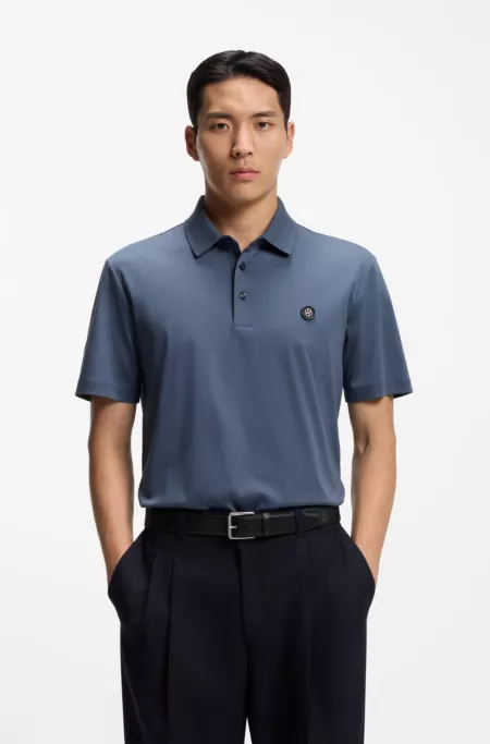 Mercerized-cotton polo shirt with Double B monogram