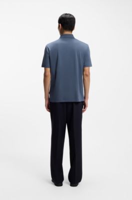 Mercerized-cotton polo shirt with Double B monogram, Light Blue