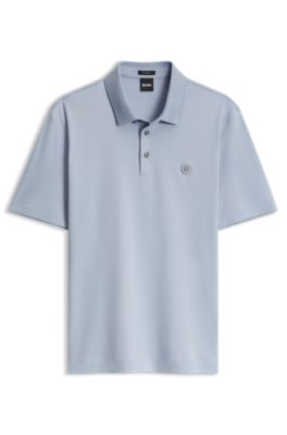 Polo de algod&oacute;n mercerizado con monograma Double B, Celeste
