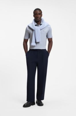 Polo shirt in mercerized cotton with Double B monogram, Light Blue