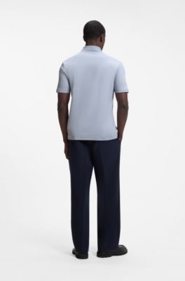Polo de algod&oacute;n mercerizado con monograma Double B, Celeste